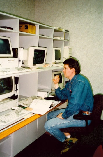 sitting at computers